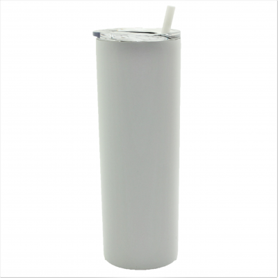 500413- WHITE 20OZ SKINNY STAINLESS STEEL TUMBLER